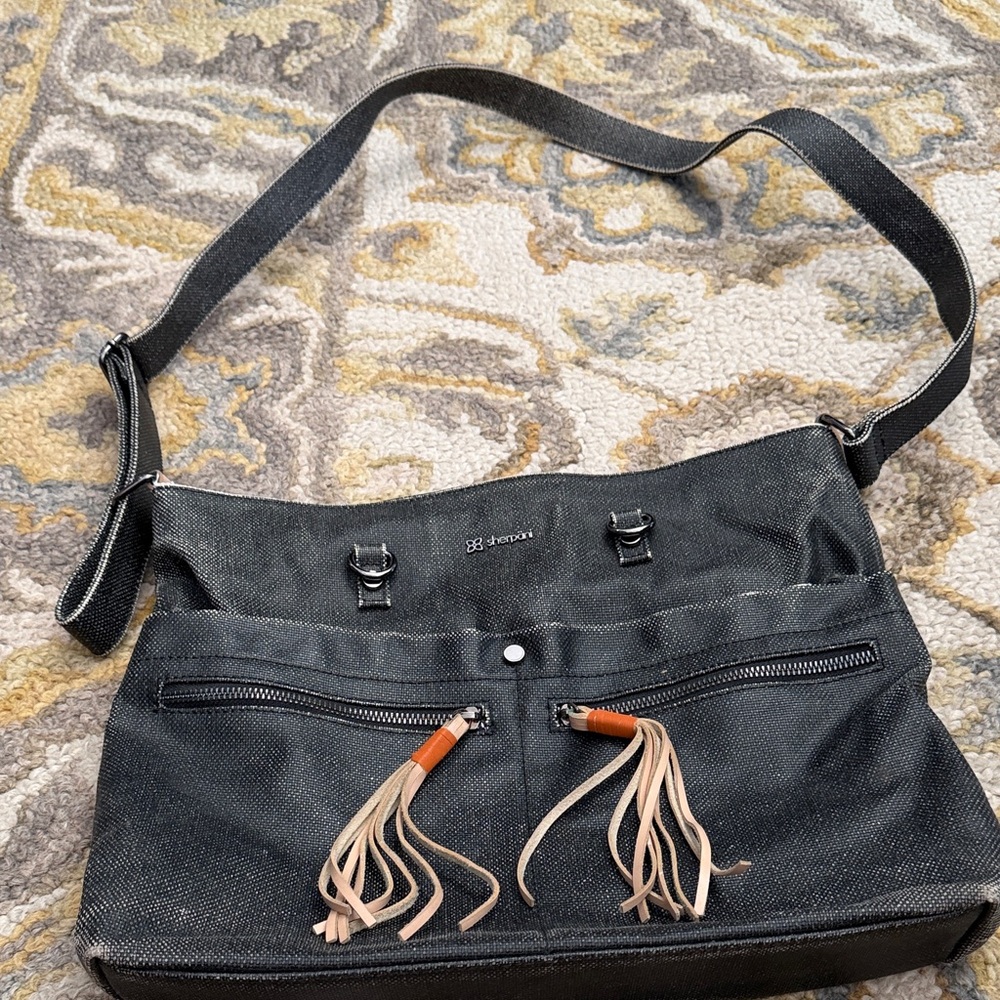 Sherpani Black Shoulder Bag with Tassel Details
